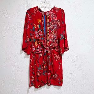 Desigual Dress Patterned Front & Back, Graphic, Ties in the Front, Boho Gypsy